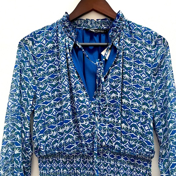 NEW ZARA Blue Short Dress Size S - Picture 7 of 13